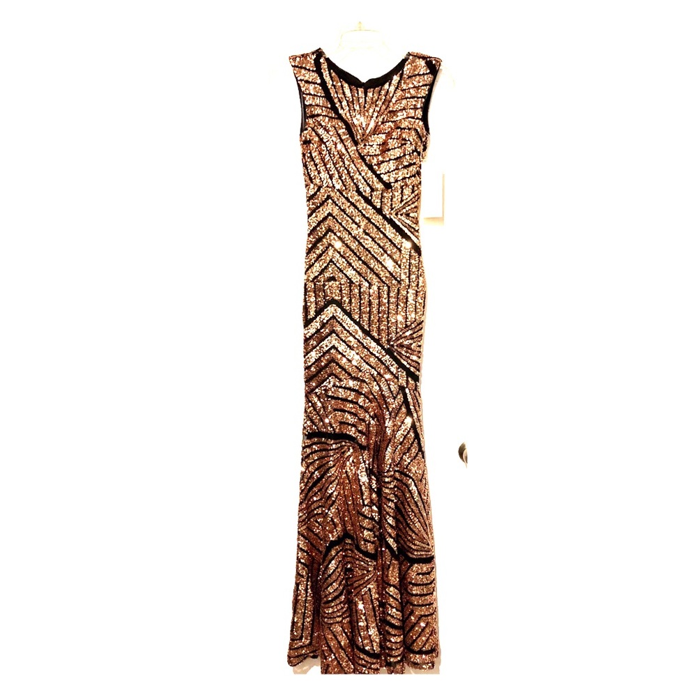 Gorgeous Black and Rose Gold/Bronze Sequin Gown